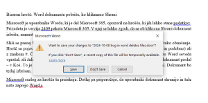 Bizaren hrošč: Word dokumente pobriše, ko kliknemo Shrani