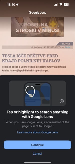 Google na telefonih iPhone z zmožnostjo obkroži in išči